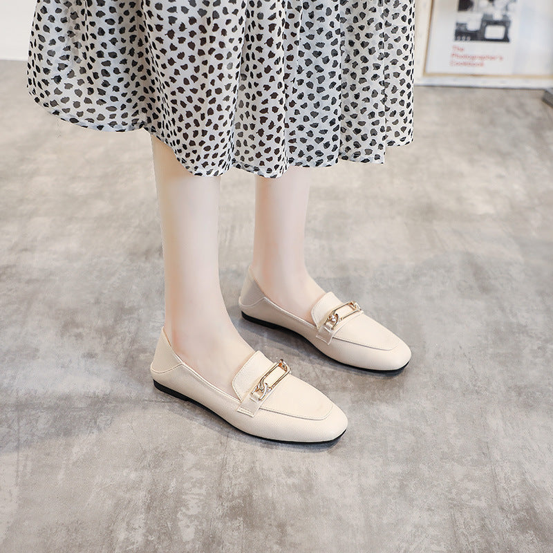 British style small leather shoes women's 2023 new spring and summer women's shoes slip-on peas shoes all-match flat shoes