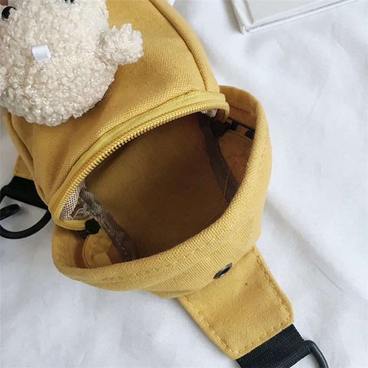 Girls Bags 2020 New Bear Bag Canvas Chest Bag Internet Celebrity Cute Student Crossbody Bag Personalized Waist Bag Trendy