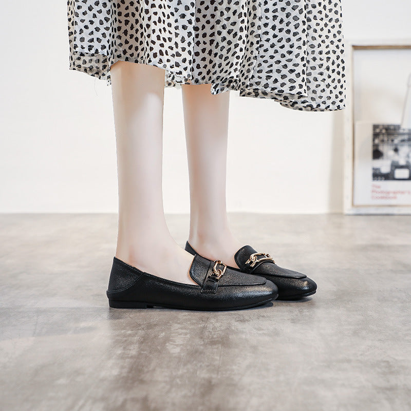 British style small leather shoes women's 2023 new spring and summer women's shoes slip-on peas shoes all-match flat shoes