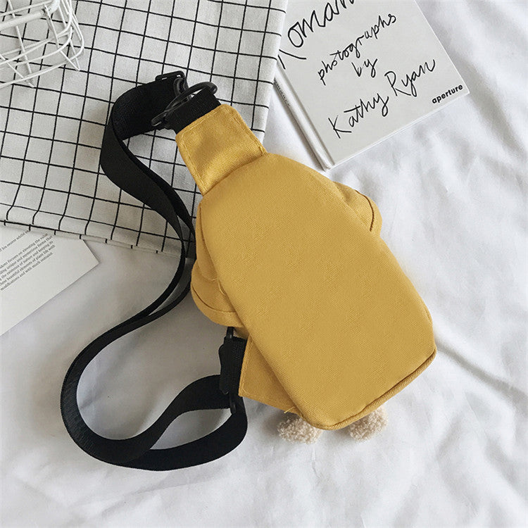 Girls Bags 2020 New Bear Bag Canvas Chest Bag Internet Celebrity Cute Student Crossbody Bag Personalized Waist Bag Trendy