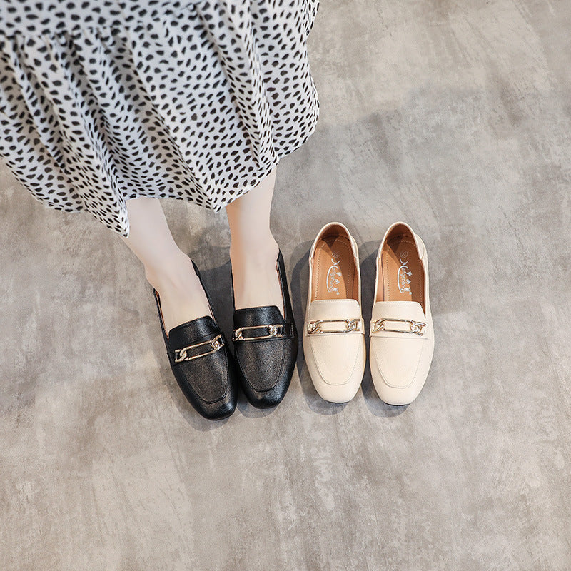 British style small leather shoes women's 2023 new spring and summer women's shoes slip-on peas shoes all-match flat shoes