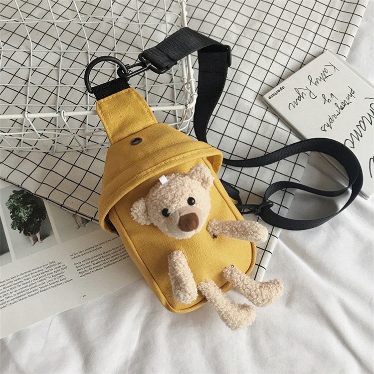 Girls Bags 2020 New Bear Bag Canvas Chest Bag Internet Celebrity Cute Student Crossbody Bag Personalized Waist Bag Trendy