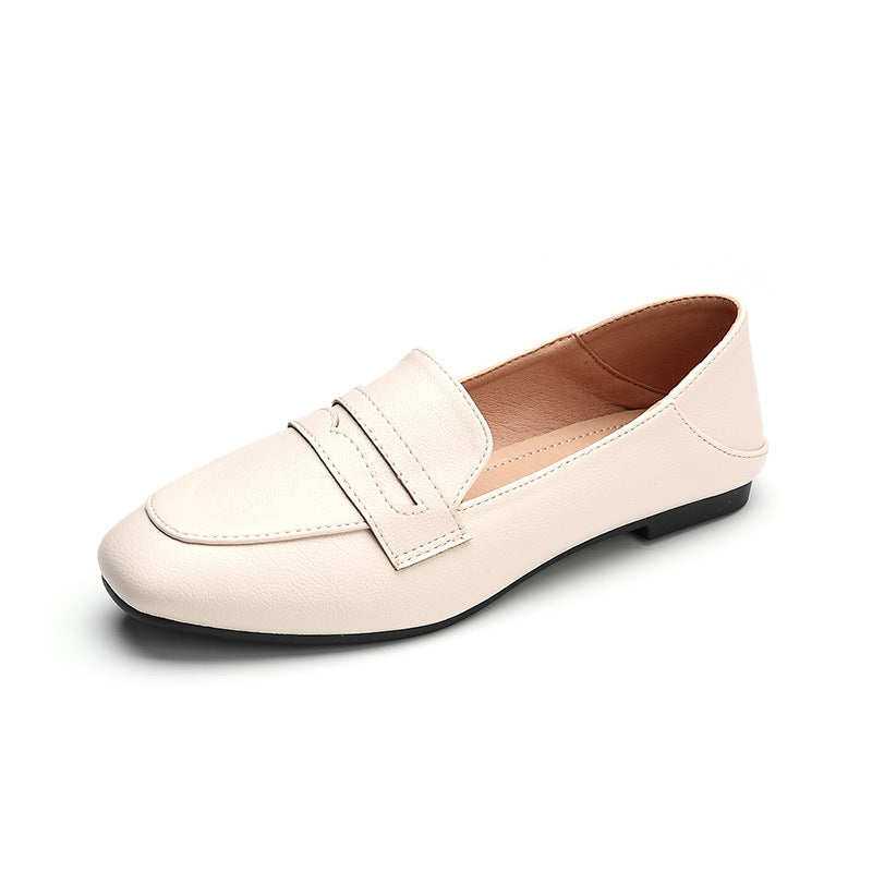 New women's 2024 new soft sole toad shoes fairy style evening shoes flat bottom British style square head slip-on loafers