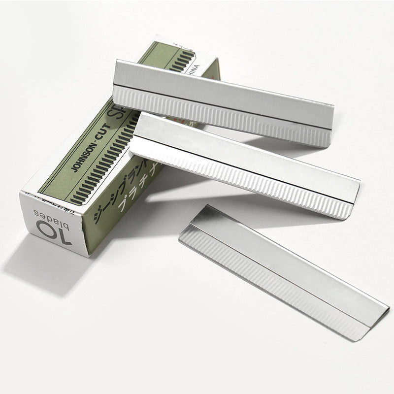 10 pieces of decorative eyebrow blades, stainless steel eyebrow scraping blades, corrugated blades, eyebrow trimming knife, tattoo embroidery beauty blade holder