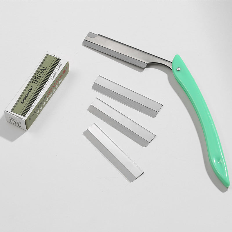 10 pieces of decorative eyebrow blades, stainless steel eyebrow scraping blades, corrugated blades, eyebrow trimming knife, tattoo embroidery beauty blade holder