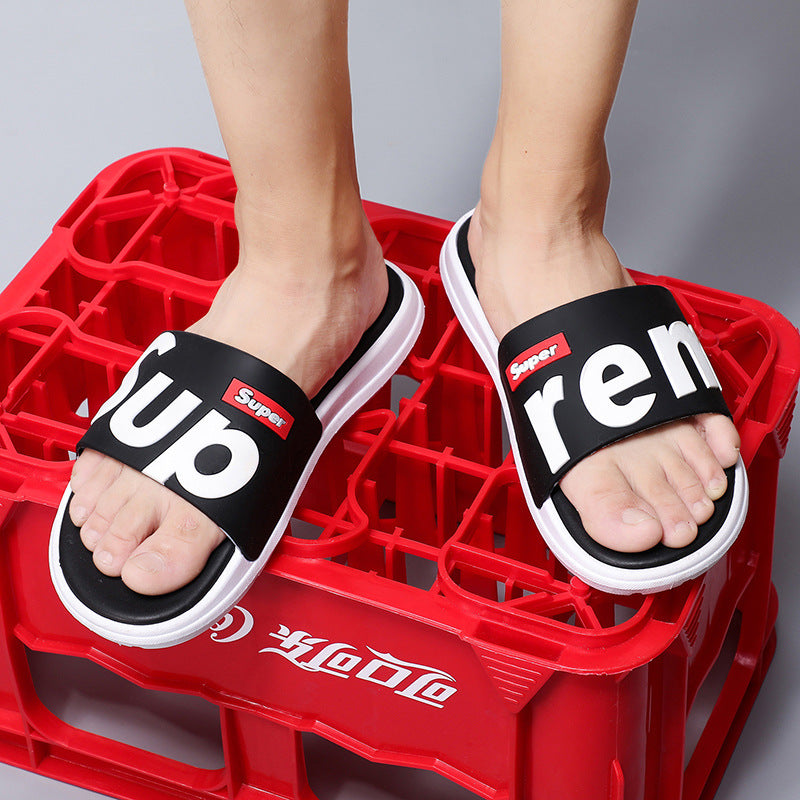 New style men's slippers, summer tide, Korean version, fashion, all-match personality, indoor and outdoor, beach couples, one word sandals and slippers for men