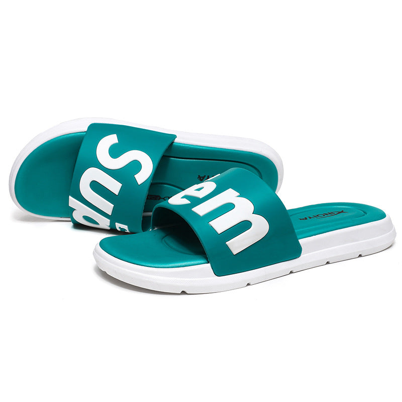 New style men's slippers, summer tide, Korean version, fashion, all-match personality, indoor and outdoor, beach couples, one word sandals and slippers for men