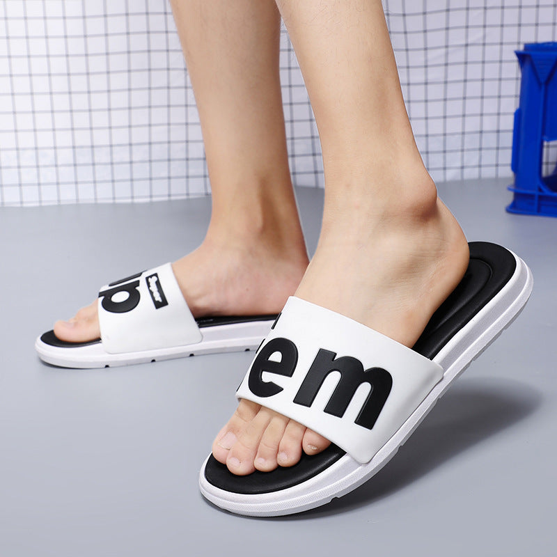 2023 new slippers men's summer tide fashion all-match outdoor wear outdoor beach word sandals and slippers home indoor slippers