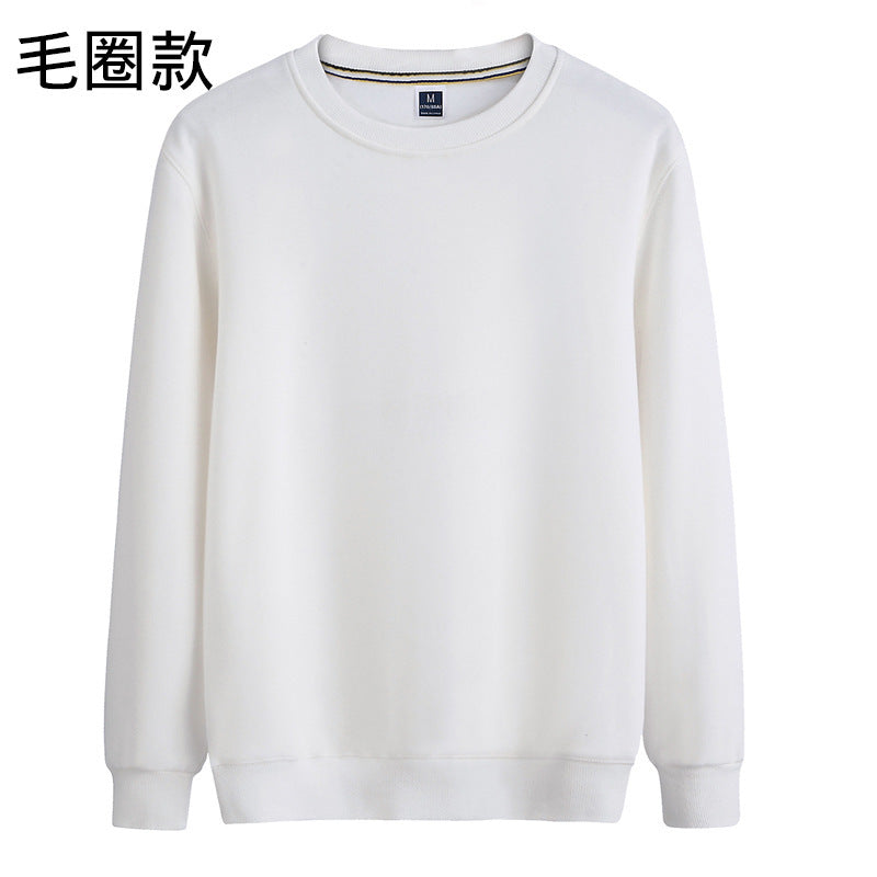 WY000套头装休闲卫衣LOGO纯色圆领长袖T不连帽加绒宽松工衣卫衣男