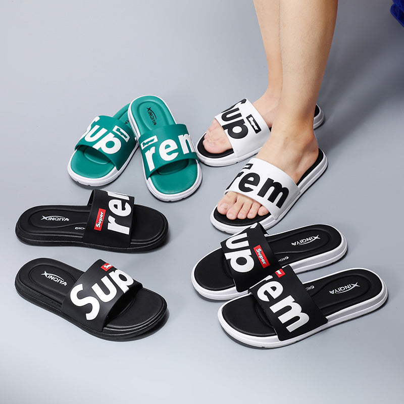 2023 new slippers men's summer tide fashion all-match outdoor wear outdoor beach word sandals and slippers home indoor slippers