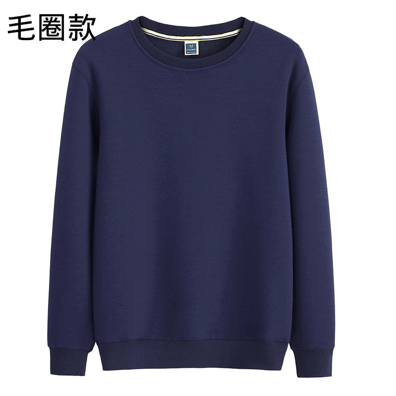 WY000套头装休闲卫衣LOGO纯色圆领长袖T不连帽加绒宽松工衣卫衣男