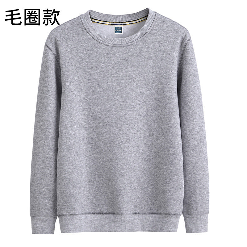 WY000套头装休闲卫衣LOGO纯色圆领长袖T不连帽加绒宽松工衣卫衣男