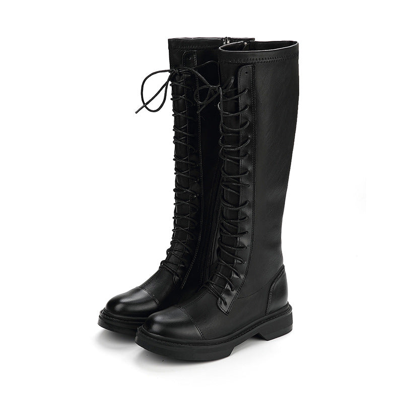 Mid-tube boots fashion but knee thin boots 2023 new autumn and winter inner heightened knight small boots women