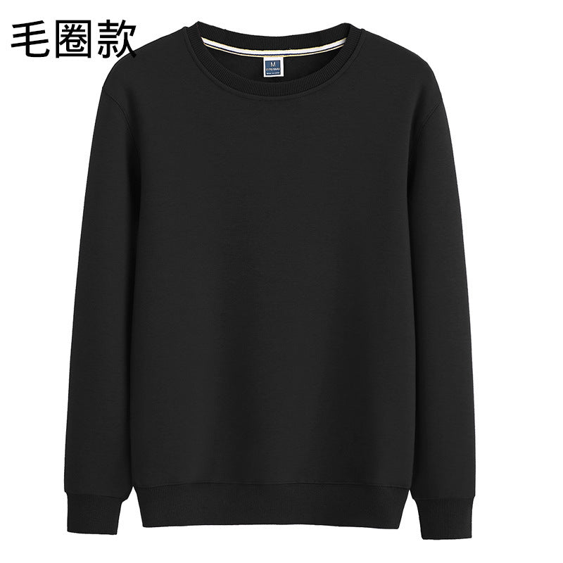 WY000套头装休闲卫衣LOGO纯色圆领长袖T不连帽加绒宽松工衣卫衣男