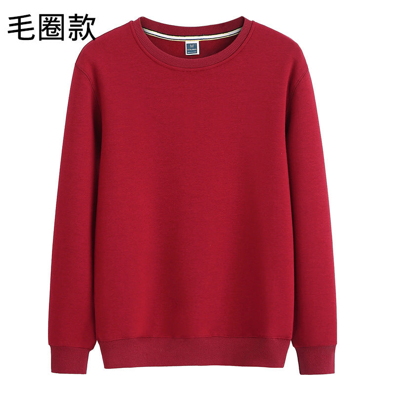WY000套头装休闲卫衣LOGO纯色圆领长袖T不连帽加绒宽松工衣卫衣男