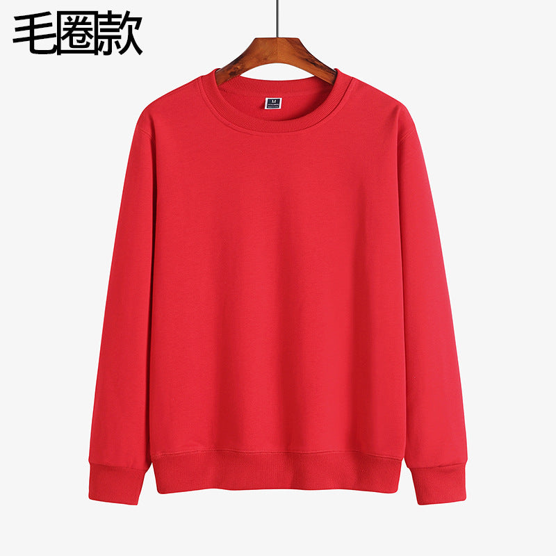 WY000套头装休闲卫衣LOGO纯色圆领长袖T不连帽加绒宽松工衣卫衣男