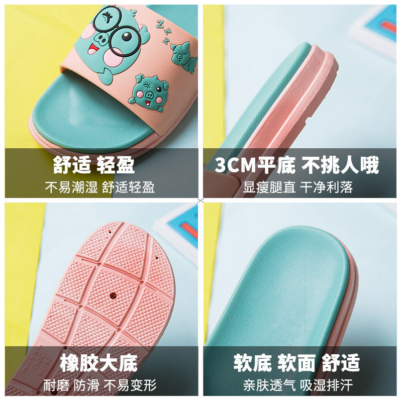 Slippers female summer couples wear home cute cartoon ladies bathroom non-slip indoor sandals and slippers on behalf of the wholesale