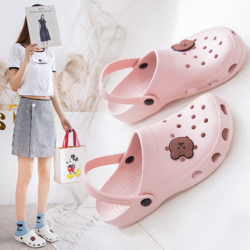 New hole shoes female summer fashion girl cute outerwear beach sandals Baotou shoes non-slip slippers female