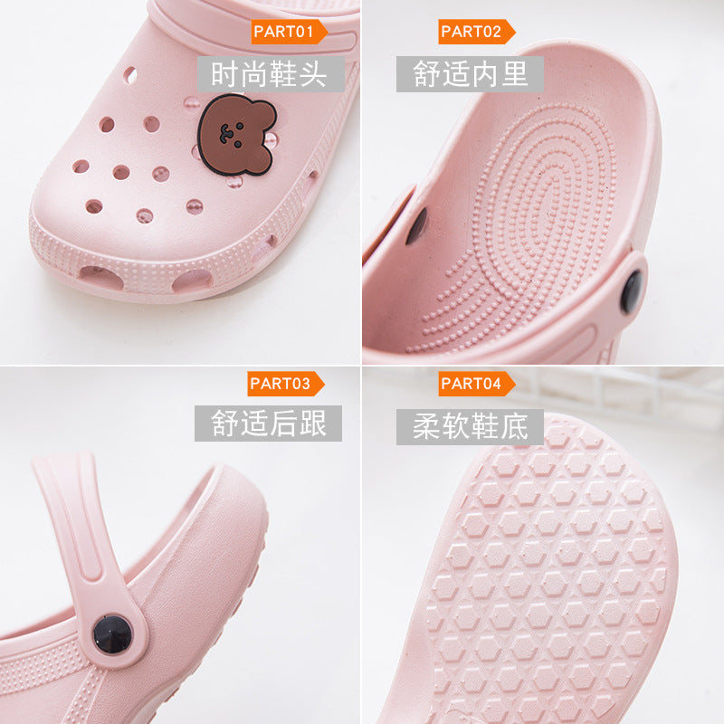 New hole shoes female summer fashion girl cute outerwear beach sandals Baotou shoes non-slip slippers female