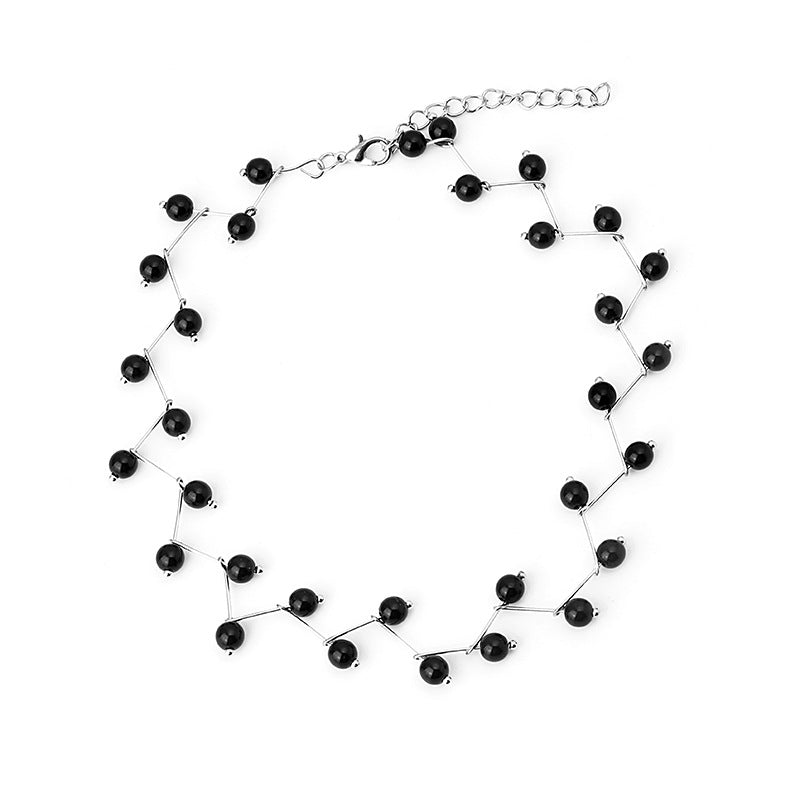 X650 Korean style temperament pearl clavicle chain choker simple all-match fold line full of pearl neck strap necklace for women