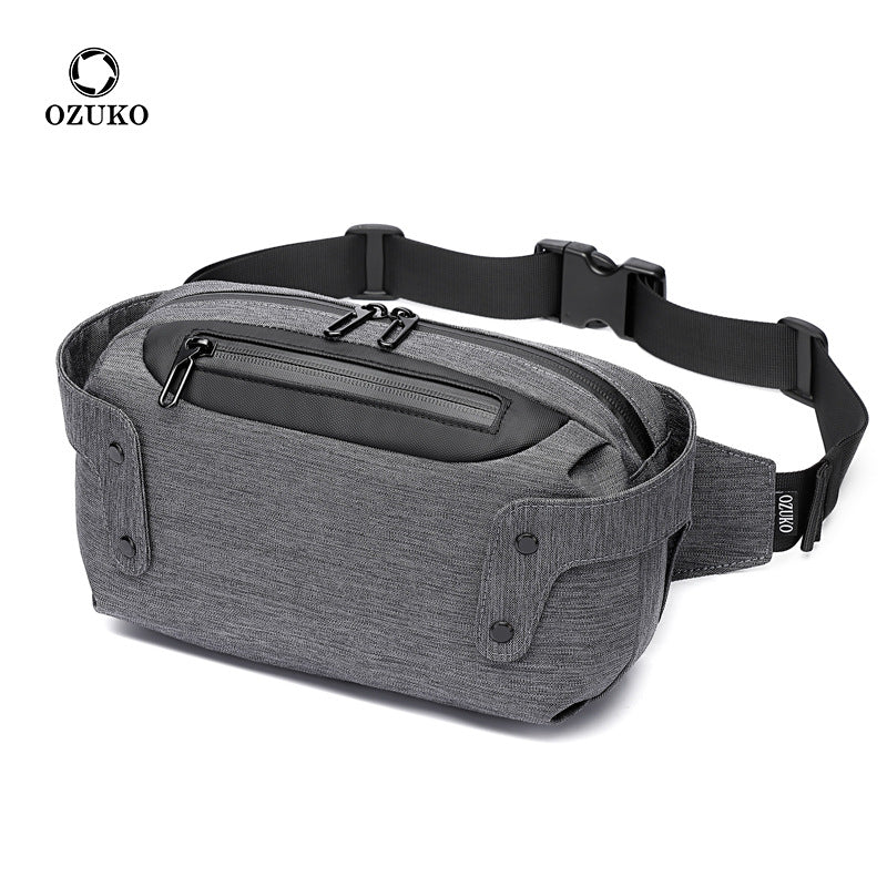 Ozuko Sports Waist Bag Men's Bag Outdoor Waterproof Business Men's Chest Bag Fashionable Functional Shoulder Messenger Bag Men
