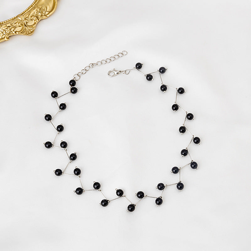 X650 Korean style temperament pearl clavicle chain choker simple all-match fold line full of pearl neck strap necklace for women