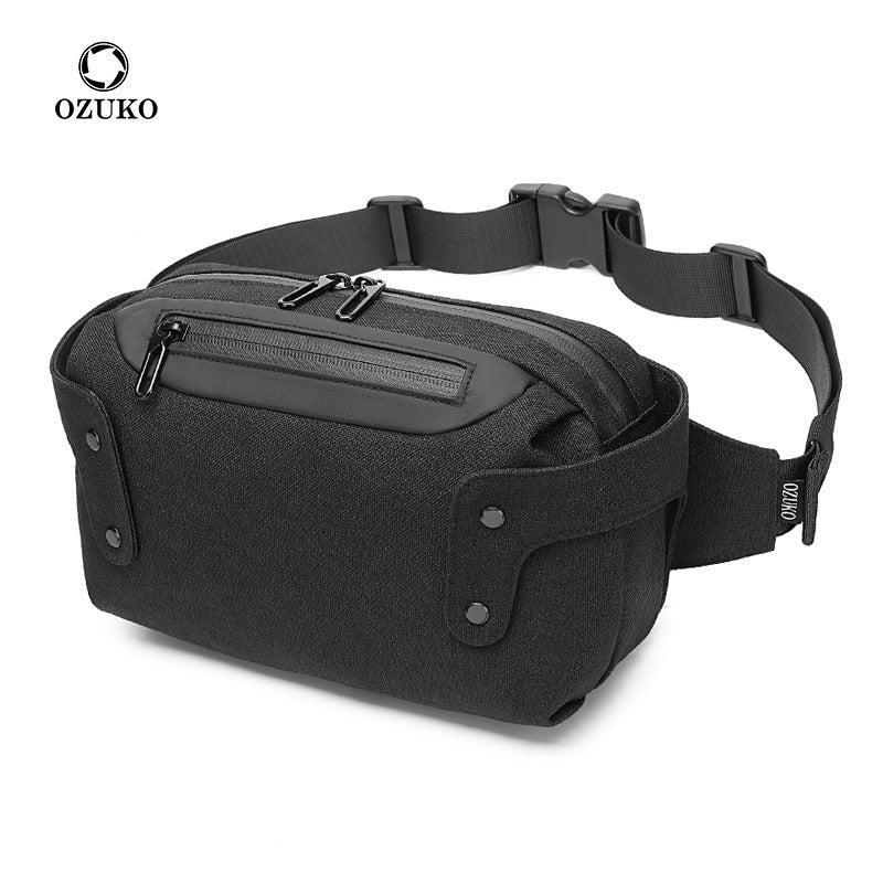 Ozuko Sports Waist Bag Men's Bag Outdoor Waterproof Business Men's Chest Bag Fashionable Functional Shoulder Messenger Bag Men