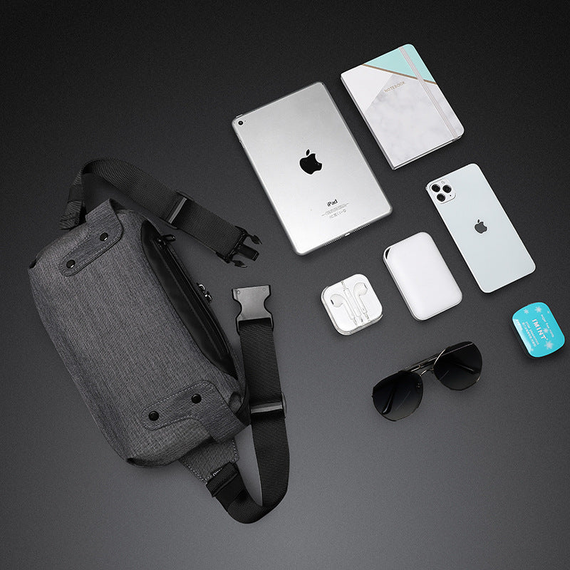 Ozuko Sports Waist Bag Men's Bag Outdoor Waterproof Business Men's Chest Bag Fashionable Functional Shoulder Messenger Bag Men