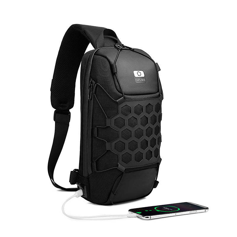ozuko new usb chest bag sports multi-functional shoulder bag password lock anti-theft men's shoulder crossbody bag one piece drop shipping