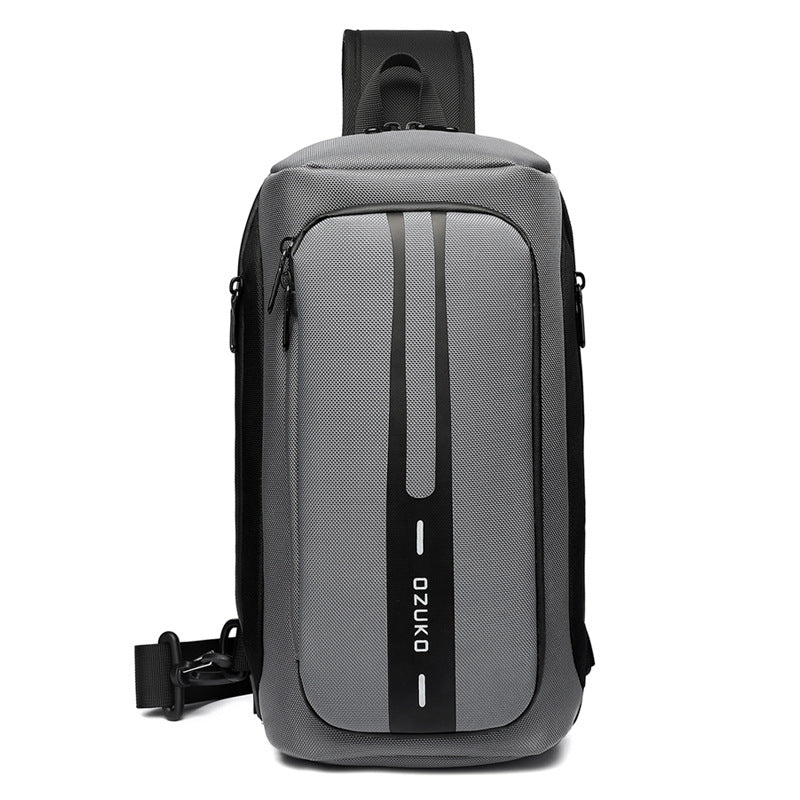 Ozuko functional chest bag men's sports waterproof crossbody bag men's outdoor multifunctional shoulder crossbody bag