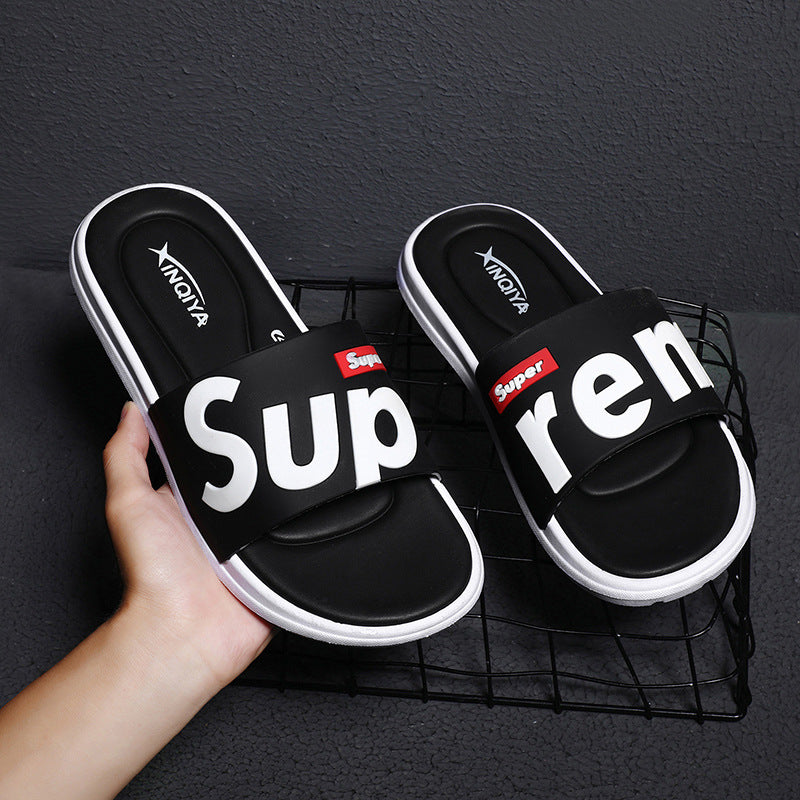 New style men's slippers, summer tide, Korean version, fashion, all-match personality, indoor and outdoor, beach couples, one word sandals and slippers for men