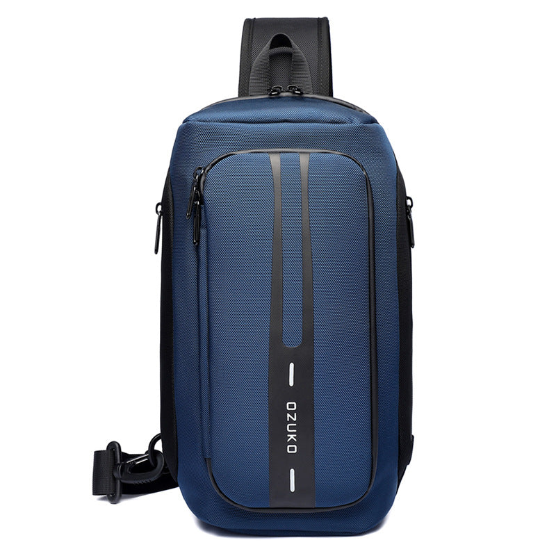 Ozuko functional chest bag men's sports waterproof crossbody bag men's outdoor multifunctional shoulder crossbody bag