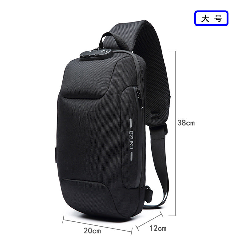 ozuko new men's chest bag trendy sports crossbody bag men's outdoor tactical waterproof men's bag shoulder bag