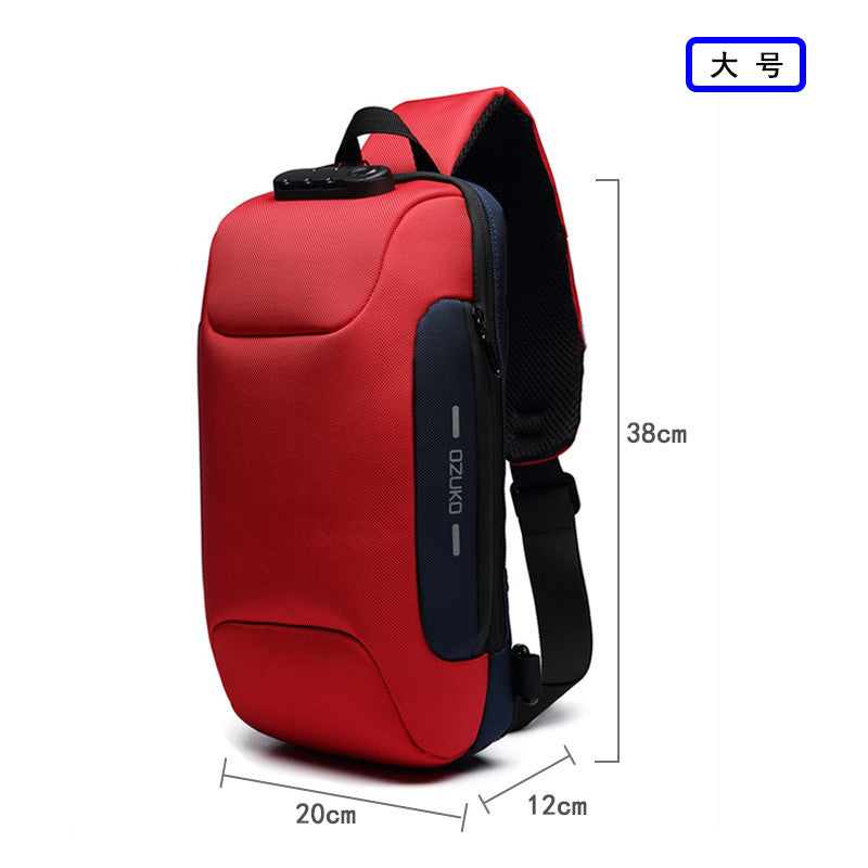 ozuko new men's chest bag trendy sports crossbody bag men's outdoor tactical waterproof men's bag shoulder bag