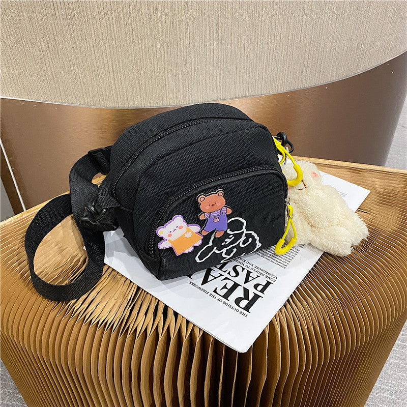 Japanese Harajuku chic cute cartoon canvas bag vintage girl crossbody bag Korean ins soft girl small bag
