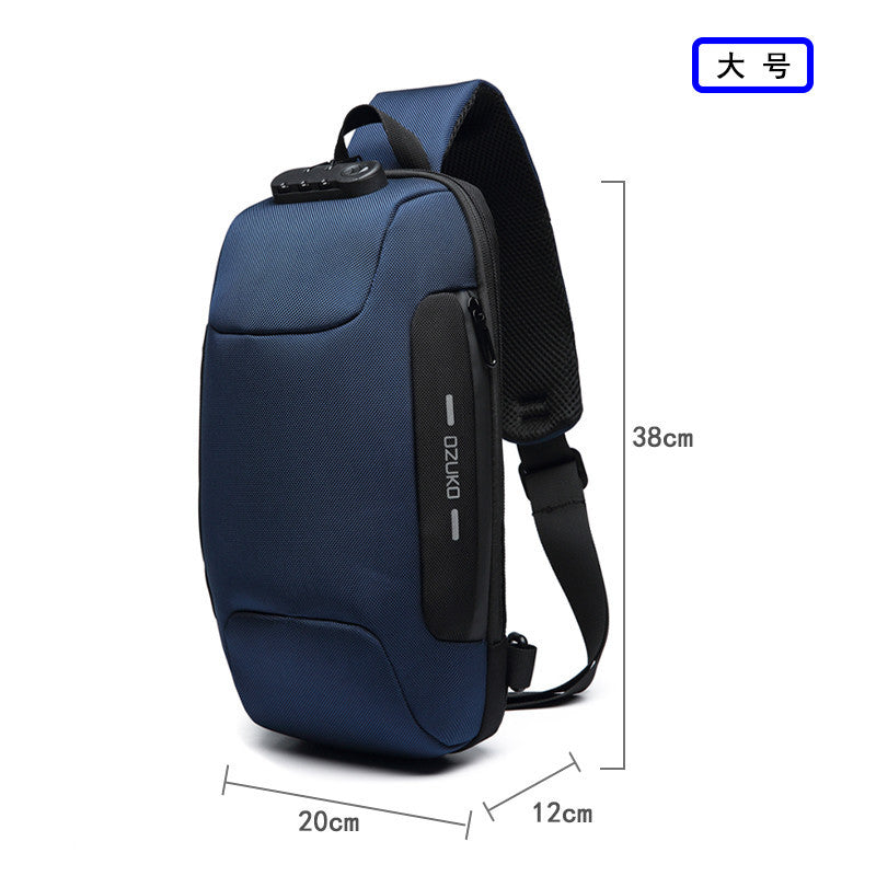 ozuko new men's chest bag trendy sports crossbody bag men's outdoor tactical waterproof men's bag shoulder bag