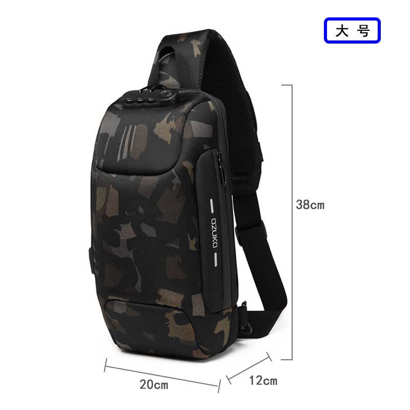 ozuko new men's chest bag trendy sports crossbody bag men's outdoor tactical waterproof men's bag shoulder bag