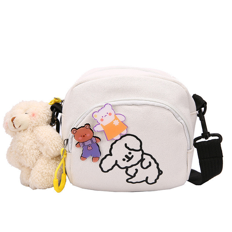 Japanese Harajuku chic cute cartoon canvas bag vintage girl crossbody bag Korean ins soft girl small bag