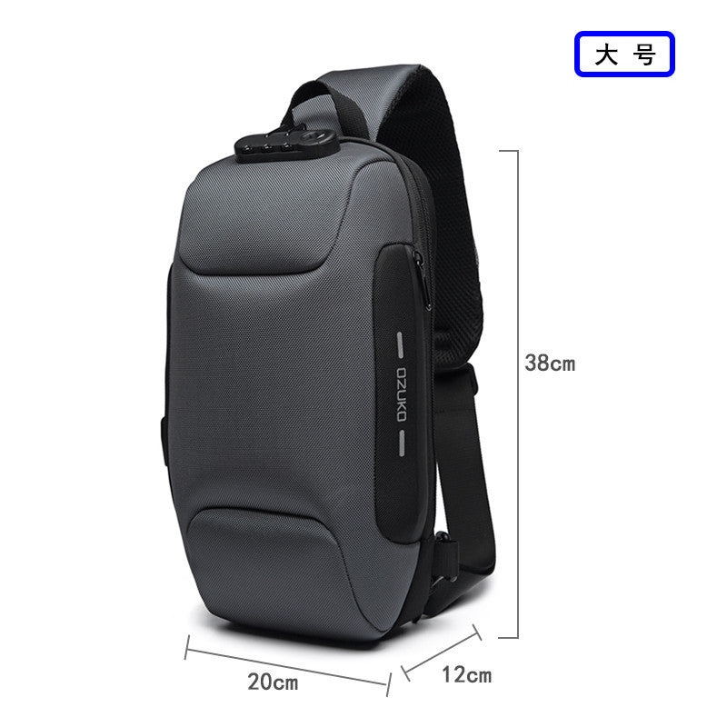 ozuko new men's chest bag trendy sports crossbody bag men's outdoor tactical waterproof men's bag shoulder bag
