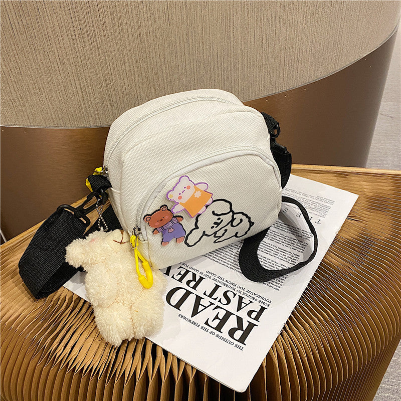 Japanese Harajuku chic cute cartoon canvas bag vintage girl crossbody bag Korean ins soft girl small bag