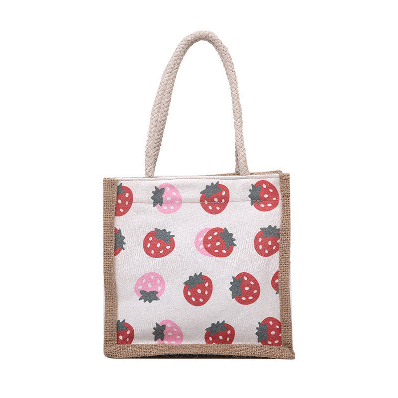 Canvas lunch bag women's shoulder handbag Japanese cartoon simple large capacity ins Korean style college student class bag