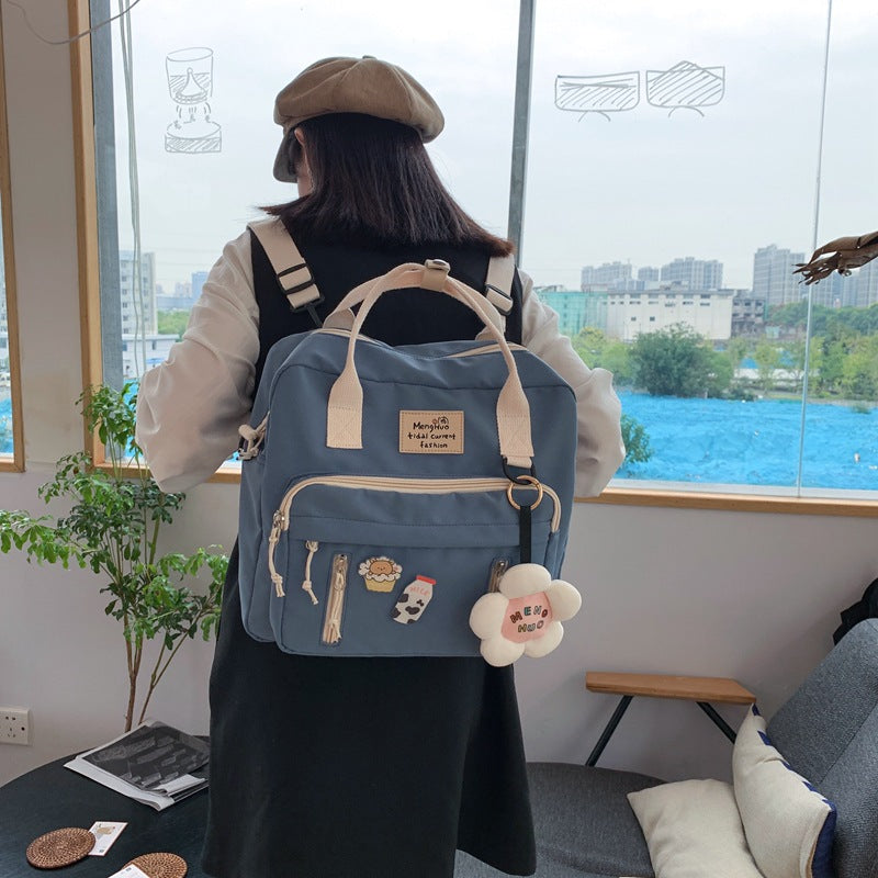 ins flower handbag forest girl student versatile crossbody bag 2023 new trendy internet celebrity backpack backpack