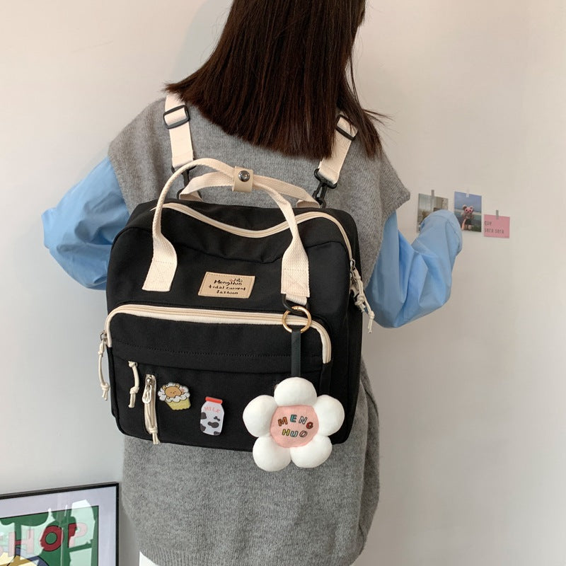 ins flower handbag forest girl student versatile crossbody bag 2023 new trendy internet celebrity backpack backpack