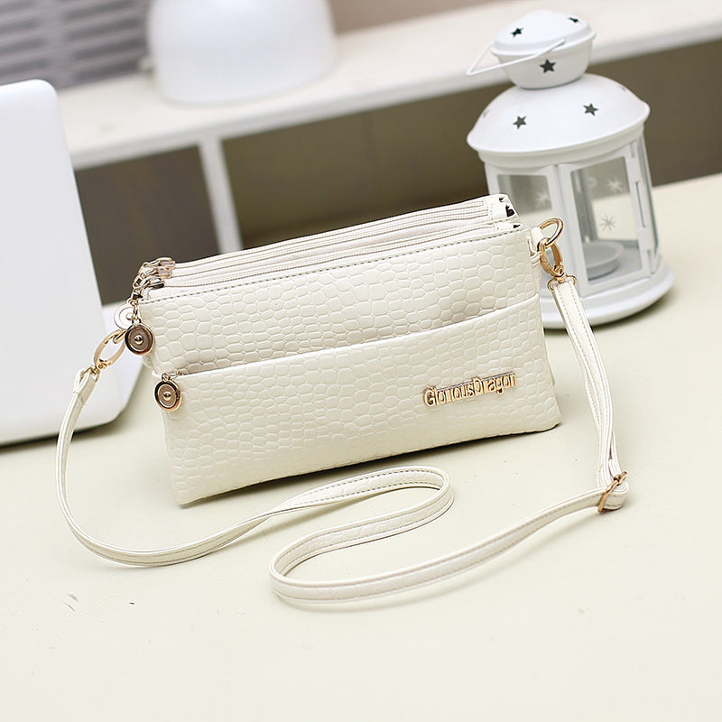 New 2023 women's bag Korean style summer trendy portable one-shoulder cross-body women's bag crocodile pattern clutch bag three-compartment small bag
