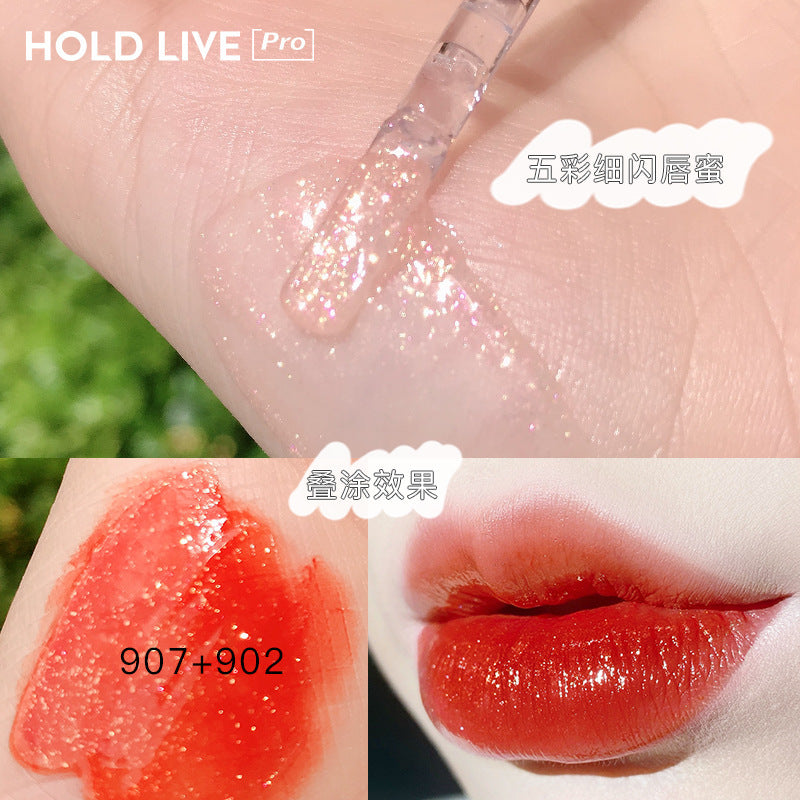 HOLD LIVE Dreamy Mist Candy Paper Lip Glaze Velvet Matte Lipstick Gold Flash Transparent Jelly Lip Gloss