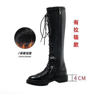 Mid-tube boots fashion but knee thin boots 2023 new autumn and winter inner heightened knight small boots women