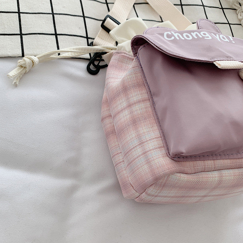 Cute little bag for women 2020 new trendy ins cartoon bucket bag literary student canvas bag single shoulder crossbody bag