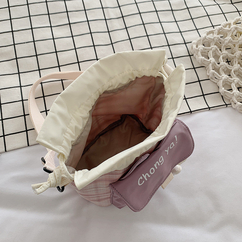 Cute little bag for women 2020 new trendy ins cartoon bucket bag literary student canvas bag single shoulder crossbody bag