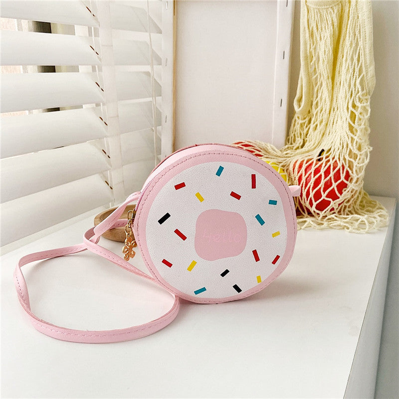 Girls' cute cross-body bag, little princess girl's personalized stylish donut bag, baby trendy children's internet celebrity bag