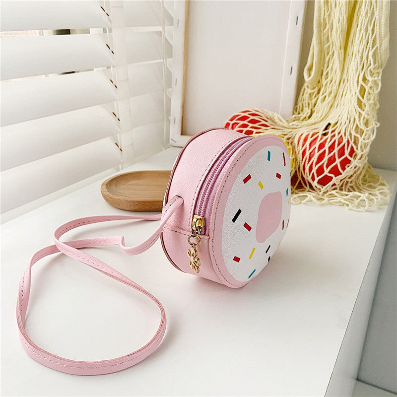 Girls' cute cross-body bag, little princess girl's personalized stylish donut bag, baby trendy children's internet celebrity bag